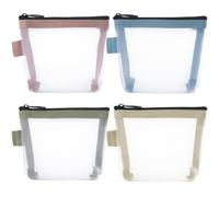 BEIQIYA Piccola borsa per il trucco, mini borse per il trucco in rete con cerniera, sacchetto cosmetico portatile per borsa da donna, rossetto, chiavi, oggetti essenziali, auricolari, carte, 4 pezzi