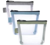 BEIQIYA Piccola borsa per il trucco, mini borse per il trucco in rete con cerniera, sacchetto cosmetico portatile per borsa da donna, rossetto, chiavi, oggetti essenziali, auricolari, carte, 3 pezzi