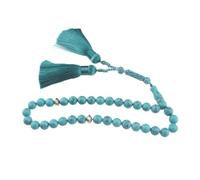 beirunde Tasbih Tesbih 33 perline islamiche per preghiera, Misbaha Masbaha Tasbeeh Sibha, Rosario Allah Mohammed Ramadan, Islam musulmano Subha Sebha - perline in pietra turchese fatte a mano, Pietra,