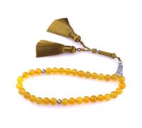 beirunde Tasbih Tesbih 33 perline islamiche per preghiera, Misbaha Masbaha Tasbeeh Sibha, Rosario Allah Mohammed Ramadan, Islam musulmano Subha Sebha - perline in vera agata gialla fatta a mano, Agata
