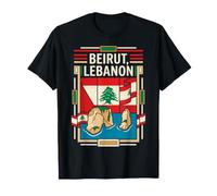 Beirut Bandiera Libano Piccione Rocce Costiera Viaggi Art Maglietta