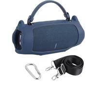 BeisDirect Custodia in silicone per altoparlante portatile Bluetooth JBL Charge 6, custodia protettiva morbida da viaggio con moschettone e tracolla (blu scuro)