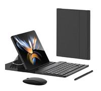 BeisDirect Custodia pieghevole in pelle per Samsung Galaxy Z Fold 4 / Fold 3 con mouse Bluetooth e S Pen, telefono creativo Stand tastiera Bluetooth collega senza fili Z Fold 3 4 tastiera (Strisce)