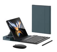 BeisDirect Custodia pieghevole in pelle per Samsung Galaxy Z Fold 4 / Fold 3 con mouse Bluetooth e S Pen, telefono creativo Stand tastiera Bluetooth collega senza fili Z Fold 3 4 tastiera (Verde)