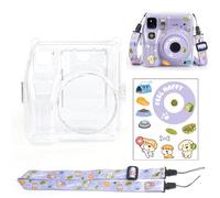 BeisDirect Custodia protettiva trasparente per Instax Mini SE Photo Bag Custodia trasparente rigida protettiva custodia protettiva con cinturino adesivo - Set di tre pezzi, Viola, custodia per
