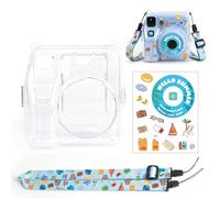 BeisDirect Custodia protettiva trasparente per Instax Mini SE Photo Bag Custodia trasparente rigida protettiva custodia protettiva con cinturino adesivo - Set di tre pezzi, Blu, custodia per