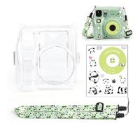 BeisDirect Custodia protettiva trasparente per Instax Mini SE Photo Bag Custodia trasparente rigida protettiva custodia protettiva con cinturino adesivo - Set di tre pezzi, Verde, custodia per