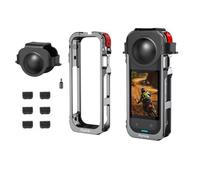BeisDirect Gabbia per coniglio in metallo per Insta360 X5, custodia protettiva di espansione con copertura protettiva per obiettivo e microfono antivento per accessori per action camera Insta 360 X5