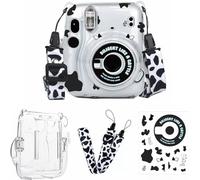BeisDirect Mini11 Custodia trasparente per fotocamera Instax Mini 11, custodia rigida protettiva per il trasporto, con cinturino adesivo e tracolla, Mucca, custodia per il trasporto