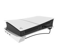 BeisDirect Supporto orizzontale per console PS5 Slim con hub USB a 4 porte, accessori sottili PS5 Supporto base per PS5 Slim Disc & Digital Editions, 1 porta USB 2.0 di ricarica rapida e 3 porte dati