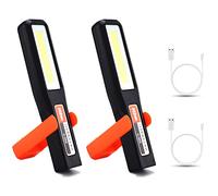 BeisDirect Torcia portatile 20W COB LED+XPE LED Torcia di ispezione Lampada da lavoro ricaricabile Lampada a risparmio energetico con base magnetica e gancio per il campeggio (2 Pack)