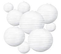 BEISHIDA 10 lanterne di carta bianche decorative cinesi/giapponesi da appendere, rotonde, per compleanno, matrimonio, Natale, sposa, decorazione per la casa, decorazione per feste (dimensioni di 10,2
