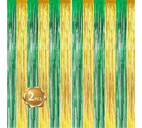 BEISHIDA 2 stelle filanti verdi e dorate per porte, grado 2025, decorazione per sfondo con frange, per feste di compleanno, laurea 2025, giorno di San Patrizio (1 m x 2 m)