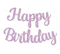 BEISHIDA Banner viola chiaro di buon compleanno, non fai da te, 3 metri, cartello di buon compleanno glitterato, ghirlanda di buon compleanno, sfondo di buon compleanno, decorazioni di buon compleanno