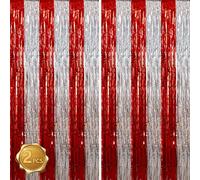 BEISHIDA Sfondo con frange per porte, colore rosso e argento, per feste, sfondo fotografico, 2 pezzi, per compleanni, lauree, Natale, decorazioni