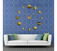 Beisite Stili numerici Misti Arabia Inglese Numeri Romani Orologi da Parete Moderni Numeri Adesivi Effetto Specchio Acrilico Adesivi murali giganti DIY Arte (Oro, 37")