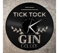 Beisite Tic Toc Gin O'clock Orologio da Parete in Vinile Amici Decorazione Domestica Design Vintage Ufficio Bar Room Home Decor