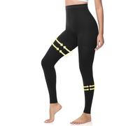 beister Calze a compressione mediche da donna, lunghe, 15-20 mmHg, calze di sostegno da uomo, opache, pantaloni a compressione senza dita, classe 2, solido, supporto per vene varicose, edema, Nero