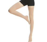 Beister Calze mediche chiuse a compressione per coscia, con fascia in silicone, per donne e uomini, rigide, 20-30 mmHg, supporto graduato per vene varicose, edema, volo (1 paio)