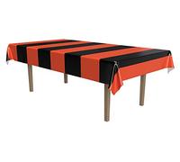 Beistle 00104 Arancione e Nero Stripes tovaglia, 137,2 x 274,3 cm
