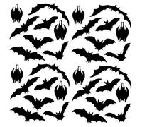 Beistle 00483-4 fogli (32 pezzi) di pipistrelli neri per finestre, decorazioni inquietanti e inquietanti per Halloween, prodotte negli Stati Uniti dal 1900, in plastica