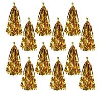 Beistle 12 nappe a frangia in plastica metallizzata per feste di compleanno, ricevimenti nuziali, baby shower, decorazioni per laurea, 24,8 cm, oro