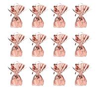 Beistle 12 pezzi in plastica metallizzata avvolta in oro rosa rosa palloncino, pesi da tavolo centrotavola per matrimoni, San Valentino, decorazioni e forniture per feste di compleanno, 12,7 x 5,7 cm