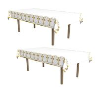 Beistle 2 pezzi 137,2 x 274,3 cm in plastica rettangolare tovaglia religiosa per battesimo, prima comunione, decorazione per feste, tovaglia a croce, bianco/oro