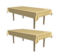 Beistle 2 tovaglie rettangolari in plastica a quadri, per vacanze e feste di tutti i giorni, decorazioni autunnali, 137,2 x 274,3 cm, beige/crema