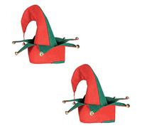 Beistle 20736 feltro elfo cappello con campanelle, taglia unica, (rosso/verde) 2 pezzi Red/Green