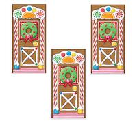 Beistle 3 Piece Plastic Indoor Outdoor Gingerbread House Decorazioni per Feste di Natale a casa, Multicolore, 5' x 30"