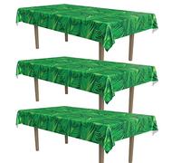 Beistle 3 tovaglie rettangolari in plastica con foglie di palma, tovaglie per feste a tema Luau, giungla tropicale, forniture e decorazioni