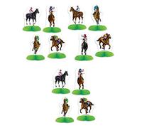 Beistle 53427 - Mini Centrotavola da corsa ippica, 12 pezzi, carta Boardstock, colore: Bianco/Verde