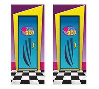 Beistle 53491 - Copri porta "I Love The 90", 2 pezzi, in plastica, multicolore