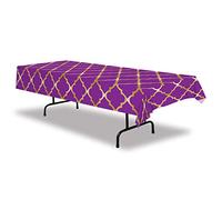 Beistle 53576 - Tovaglia in lattice, 2 pezzi, in plastica, colore: Viola/Oro