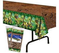 Beistle 53654 Plastic Rectangular Dinosaur Table Covers 2 Piece Birthday Tableware Party Supplies, 54" x 108", Multicolored