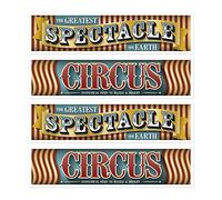 Beistle 54979 - Striscioni vintage da circo, 4 pezzi, 38,1 x 15,1 cm, multicolore