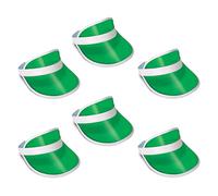 Beistle 60313-G - Confezione da 12 Visiere in plastica, Colore: Verde Trasparente 6 Pezzi Bianco/Verde