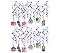 Beistle 90 Count 53489 I Love The 90's Whirls, 24 Pezzi, Multicolore, 15"-28"