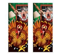 Beistle 90511 2 pezzi Wild Turkey Happy Thanksgiving Door Covers interno/esterno appeso Holiday Harvest Decor per feste autunnali, plastica, multicolore