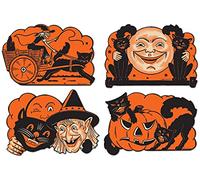 Beistle - Confezione da 4 ritagli per Halloween, 20 cm, colore: Nero/Arancione
