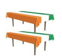 Beistle Irish Tablecovers, 54' x 108', 2 Pieces Plastic Striped St. Patrick's Day Tablecloths