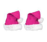Beistle S20731-PAZ2 Velvet Santa Hats with Plush Trim 2 Piece, OSFM, Pink/White