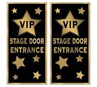 Beistle S57109AZ2 - Copriporta in plastica per interni ed esterni, per porte d'ingresso, con premi a tema cinematografico, decorazioni per feste notturne, colore: nero/oro