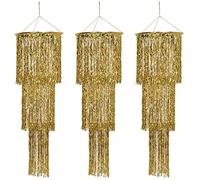 Beistle S57510-GDAZ3 - Lampadario a 3 ripiani, in plastica color oro metallizzato, luccicante, da appendere, per decorazioni per feste di Capodanno o decorazioni a tema anni '20