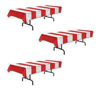 Beistle Tovaglia a righe rosse e bianche, 137,2 x 274,3 cm, 3 pezzi, tovaglia in plastica, decorazioni per feste a tema carnevale, decorazioni per circhi, tovaglie per carnevale, decorazioni per il