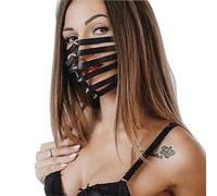 Beisto Maschera in pelle con borchie, sexy, mezza faccia, copertura per la bocca, maschera con rivetti, accessorio per costume cosplay per donne e uomini