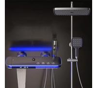 BEITH Colonna Doccia con Miscelatore Termostatico, 31x20cm Sistema Doccia per Pianoforte, Luce Ambientale 360° LED, Display Digitale, Piazza Soffione Doccia, con Miscelatore Vasca, Pistola a Spruzzo