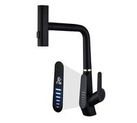 BEITH Rubinetto Lavello Cucina a Cascata, Rubinetto Cucina con Doccetta Estraibile, Display Digitale a LED, 3 modalità Miscelatore Cucina, Rotazione di 360°, 59A Tutto Rame, Anti Corrosivo, Durevole