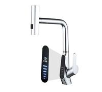 BEITH Rubinetto Lavello Cucina a Cascata, Rubinetto Cucina con Doccetta Estraibile, Display Digitale a LED, 3 modalità Miscelatore Cucina, Rotazione di 360°, 59A Tutto Rame, Anti Corrosivo, Durevole